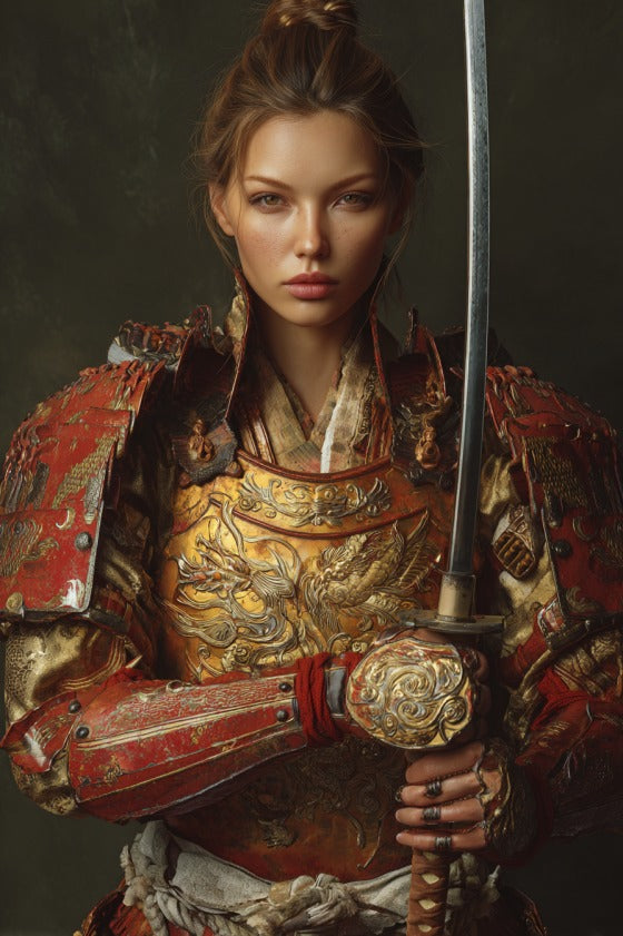 Samurai woman photo portrait custom portrait from photo in fantasy style, vertical orientation