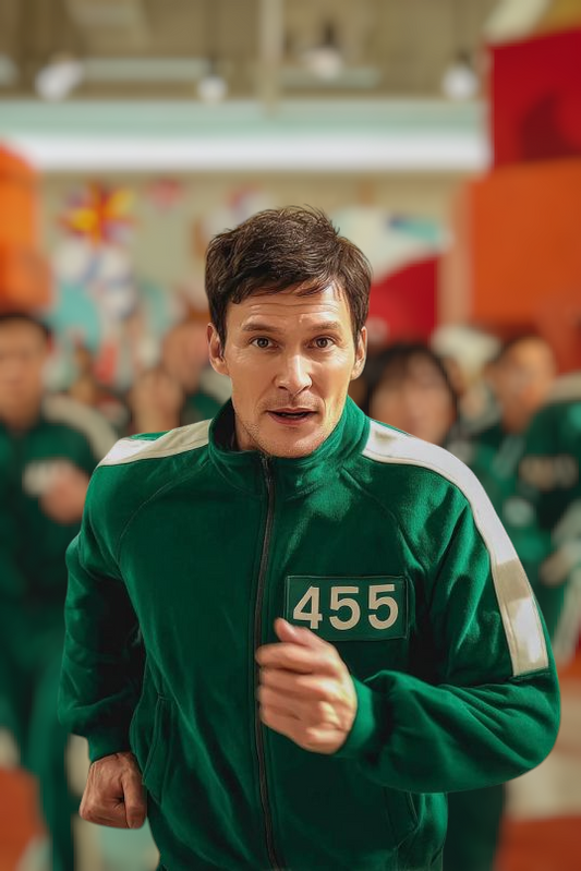 Squid Game male player custom portrait from photo, unique personalized gift for him