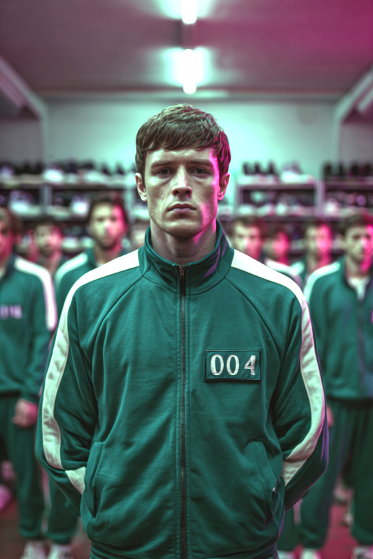 Squid Game male player inspired custom portrait from photo in fantasy style