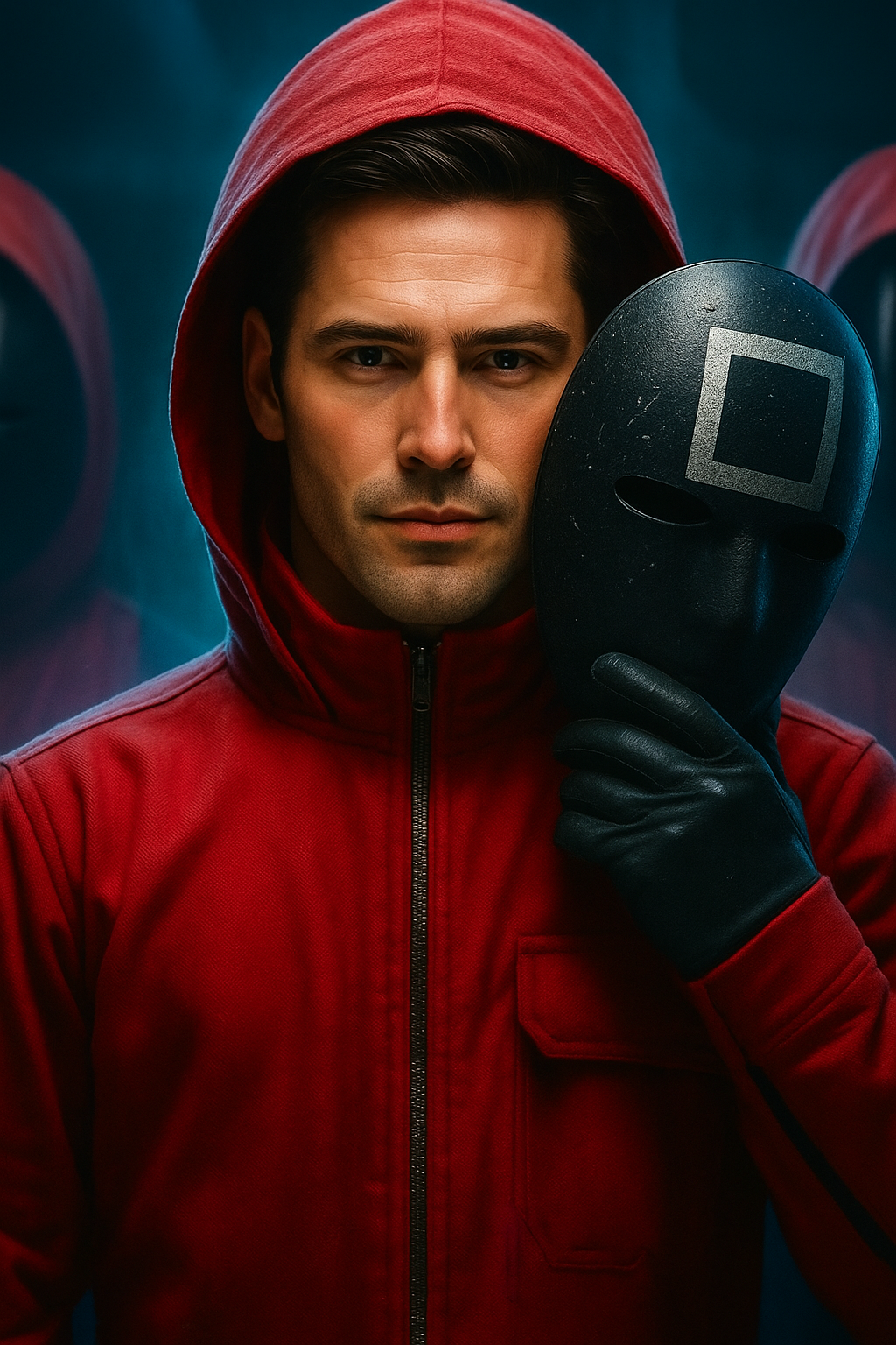 Squid Game red guard concept custom portrait from photo, personalized digital art style