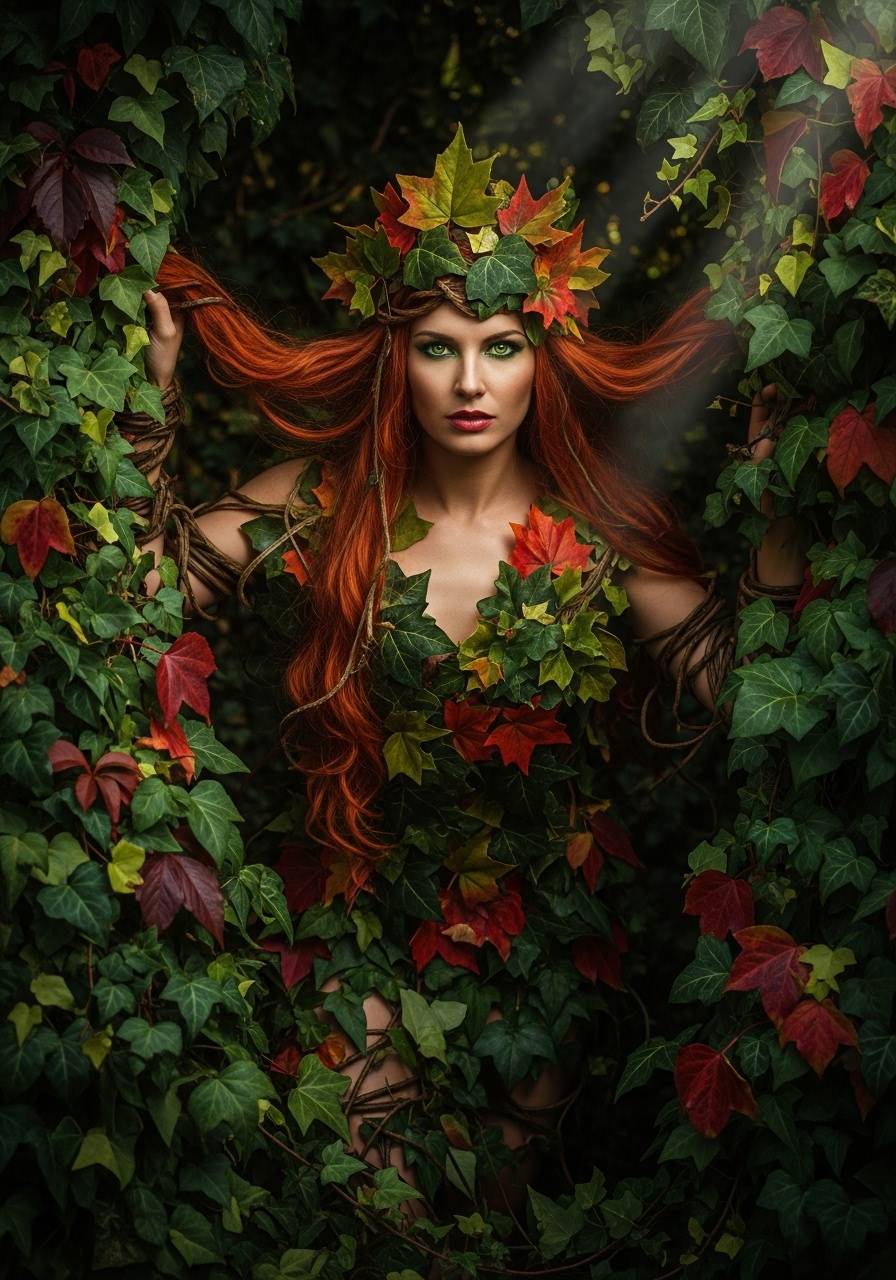Poison Ivy themed image transformed into a custom portrait from photo in a fantasy style.