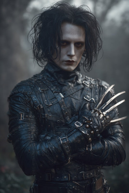 Scissorhands themed custom portrait from a photo - unique personalized gift for him.