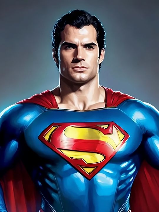 SuperMan themed custom portrait from photo, personalized vertical superhero illustration
