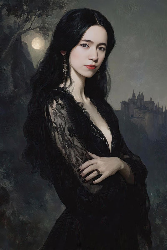 Enchanting Witch and Moon Custom Portrait from Photo