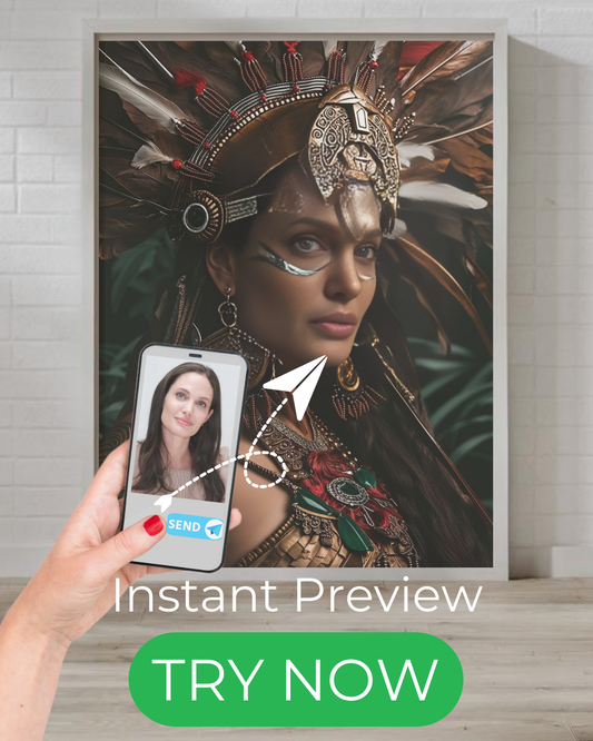 Custom warrior queen portrait – personalized tribal artwork from your photo