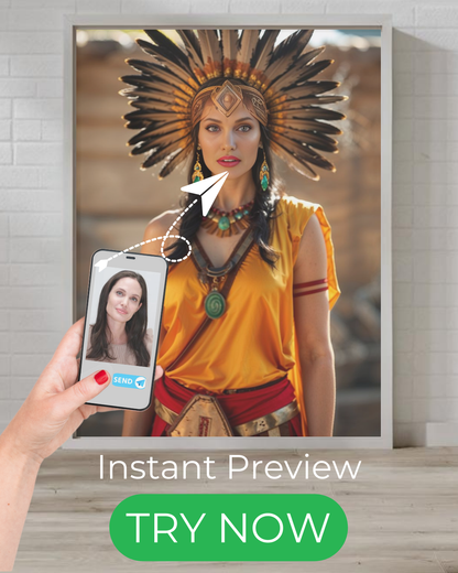 Custom Aztec warrior princess portrait – personalized historical artwork from your photo