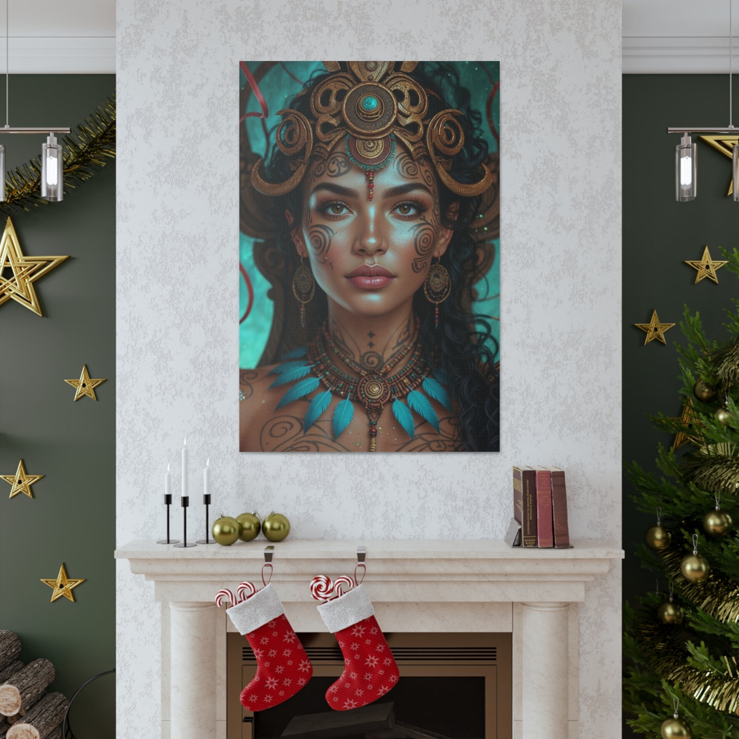 Mystic Aztec Tribal Queen | Custom Portrait with Your Photos