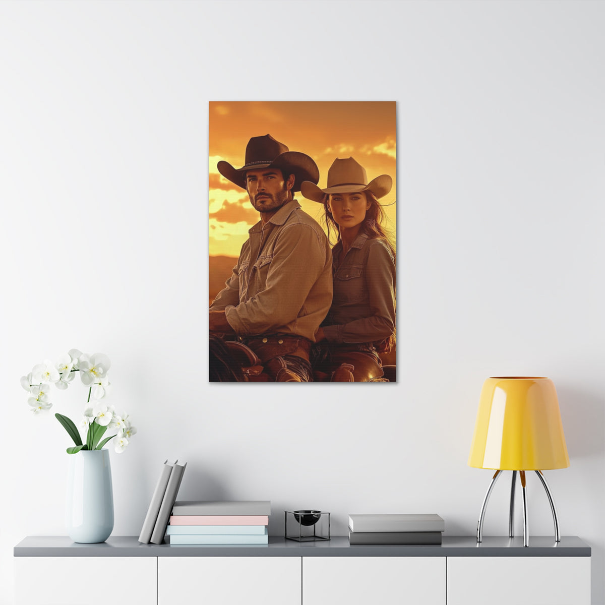 Cowboy Couple Portrait | Personalized Gift with Your Photos