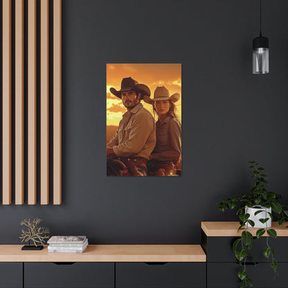 Cowboy Couple Portrait | Personalized Gift with Your Photos