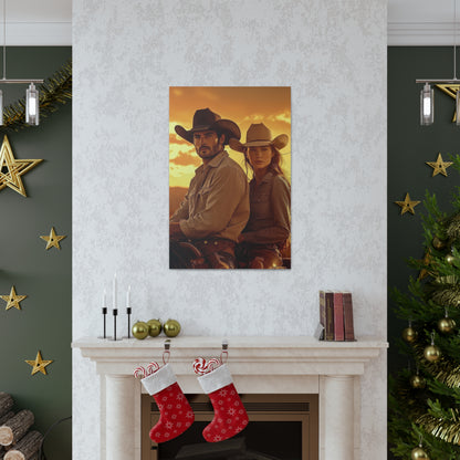 Cowboy Couple Portrait | Personalized Gift with Your Photos