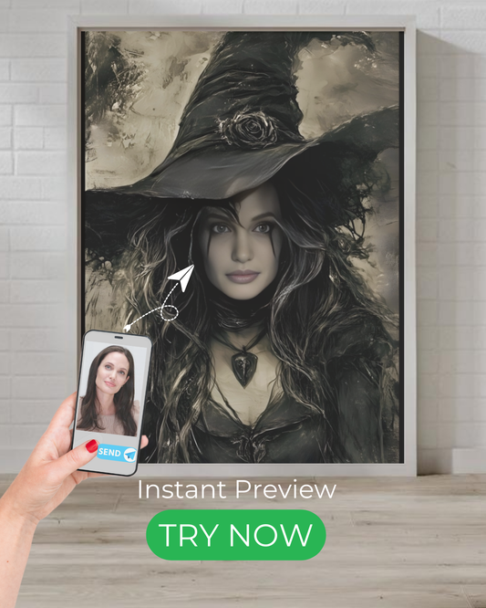 Custom dark witch portrait – personalized fantasy artwork from your photo