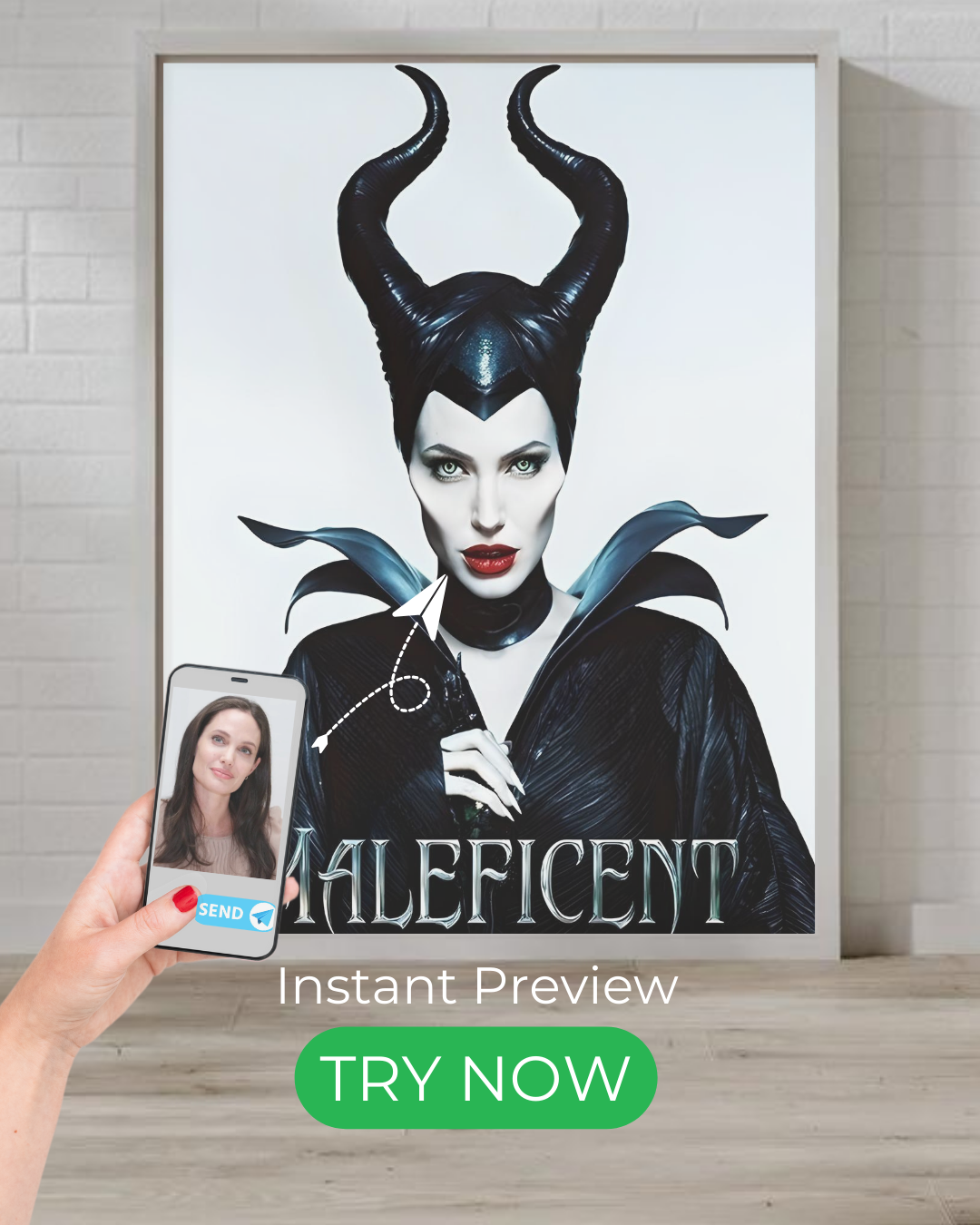 Custom dark sorceress portrait, fantasy-inspired mystical artwork, personalized witch queen painting from your photo.