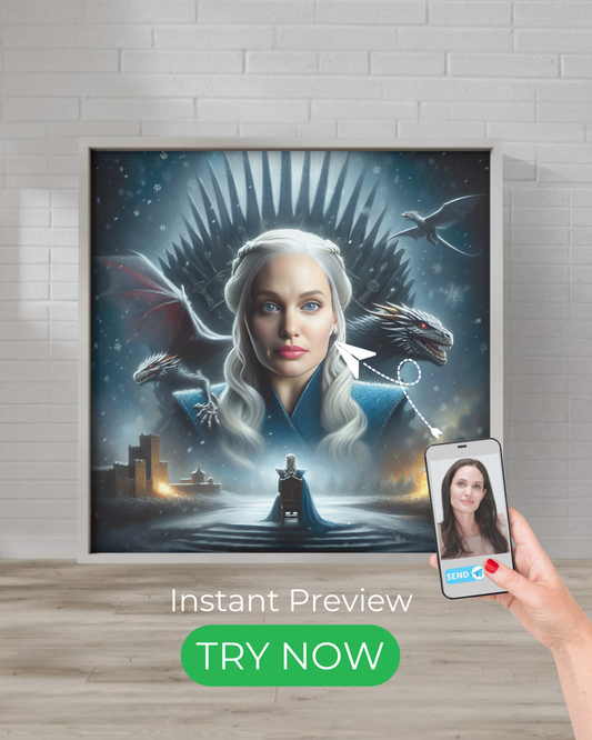 Custom fantasy queen portrait – personalized artwork with dragons