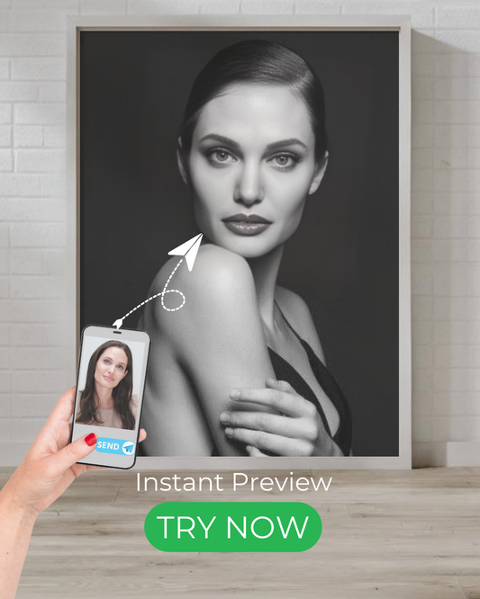 Custom black and white portrait – elegant noir style, personalized from your photo, perfect for modern home decor or unique gifts.