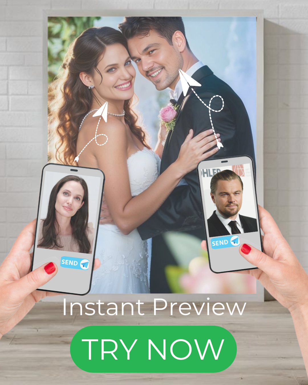 "custom wedding portrait bride groom artwork from photo romantic elegant style"
