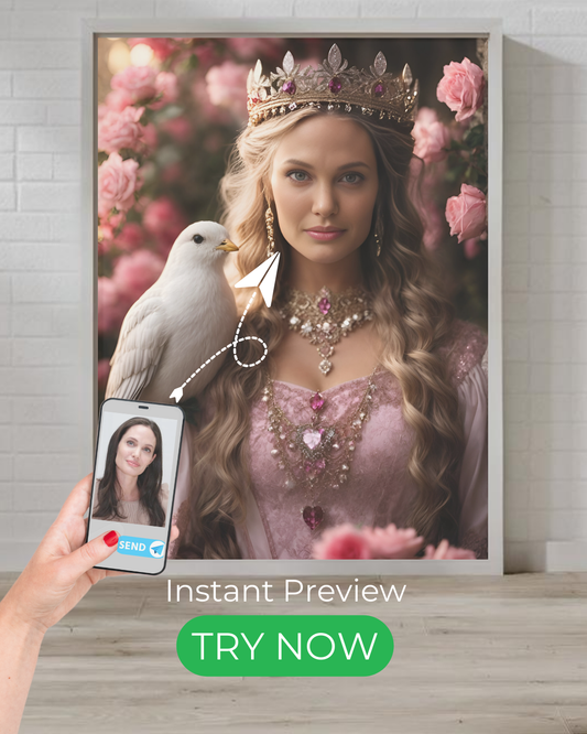 Custom princess portrait – royal personalized artwork from your photo