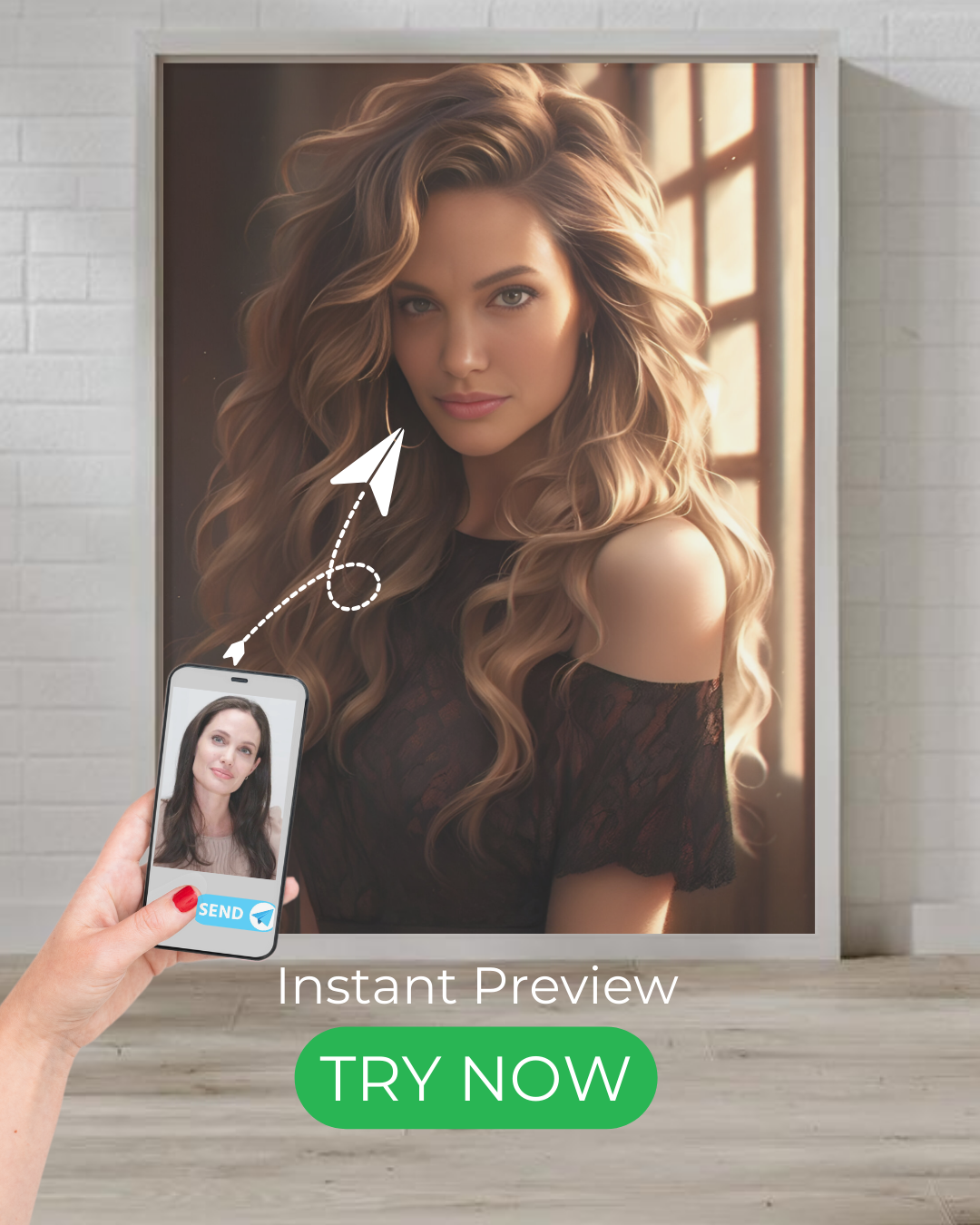 Enchanting girl custom portrait – personalized artwork from your photos, elegant and timeless digital painting.