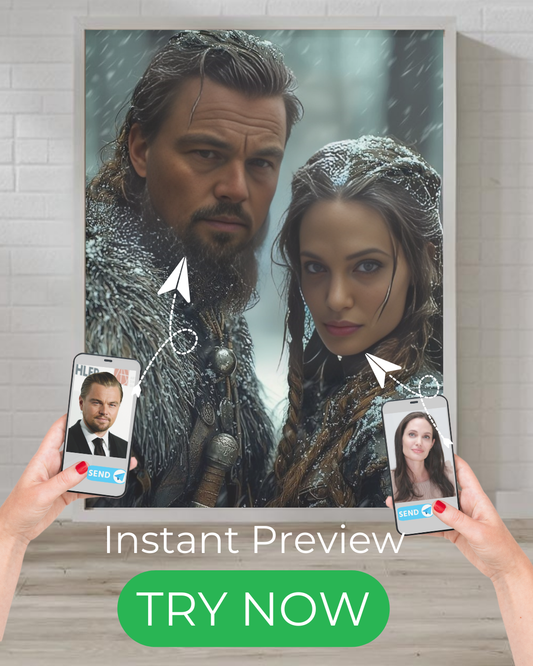 Custom Viking portrait of a man and woman in warrior style