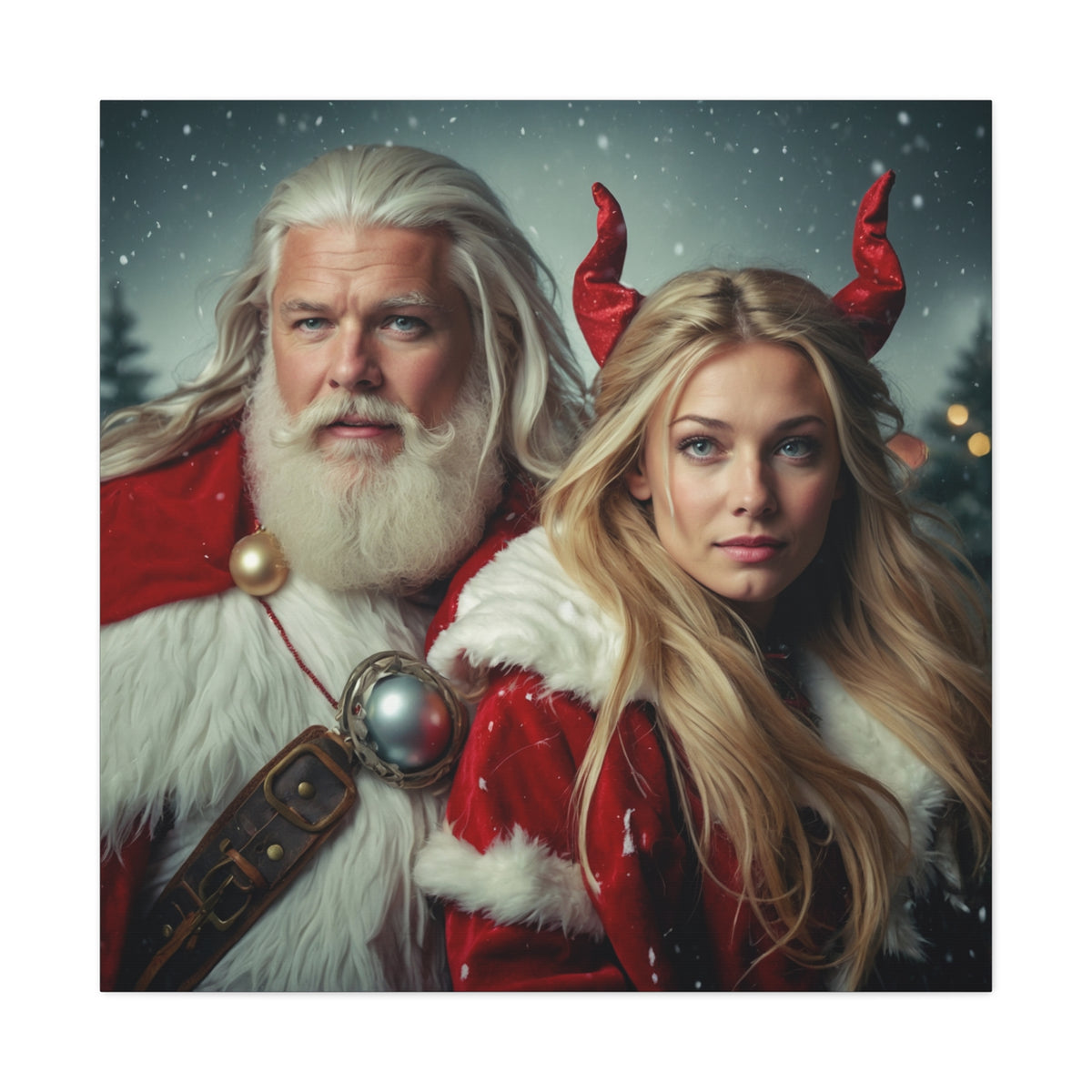 Santa & Devilish Cheer | Custom Portrait with Your Photos