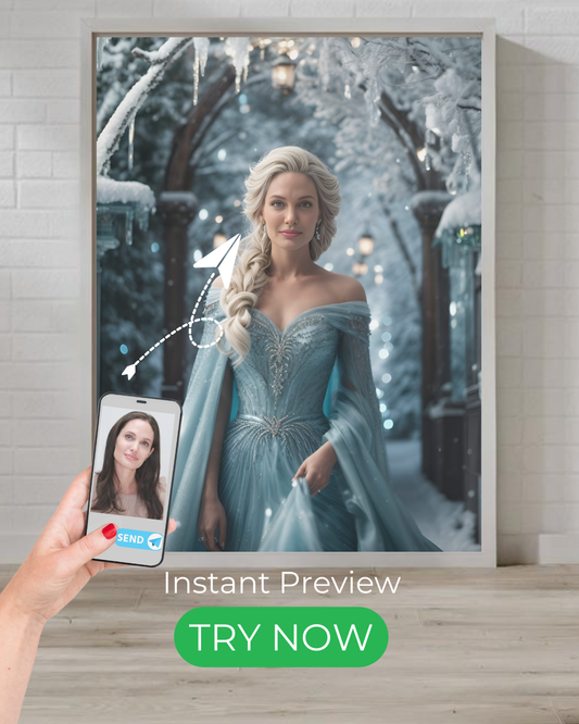 Frozen Majesty custom portrait - Personalized winter fantasy artwork from your photo