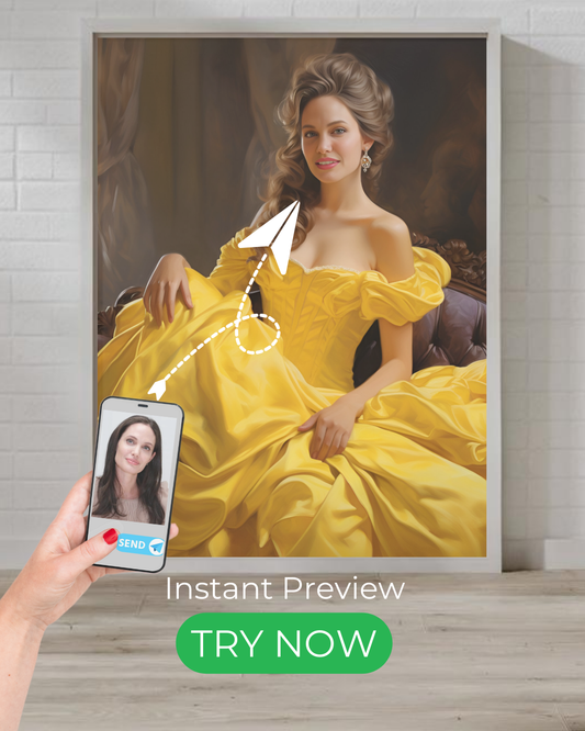 Custom royal portrait - Elegant golden-themed artwork from your photo