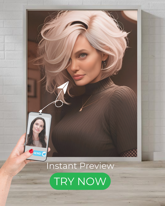 Custom portrait of a gorgeous girl, stylish and confident, transformed into a unique digital artwork.