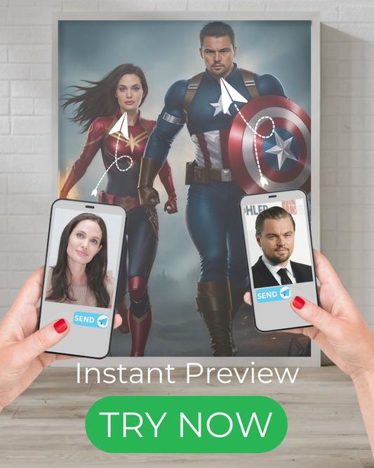 Custom superhero portrait of a couple, personalized from a photo – the perfect gift for him or her, great for Valentine’s Day or any occasion.