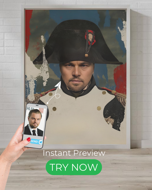 Custom Napoleon-style portrait from photo – Historical emperor artwork, unique personalized gift for him