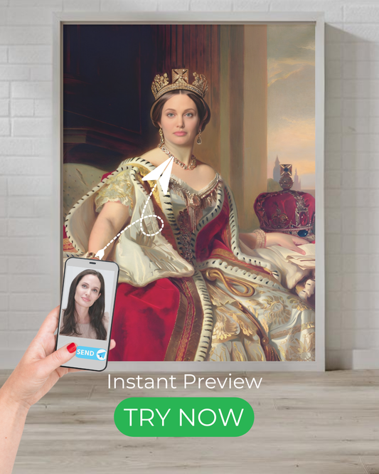 Royal historical custom portrait - elegant personalized artwork. Transform your photo into a noble masterpiece with instant preview, pro edits, and fast shipping.