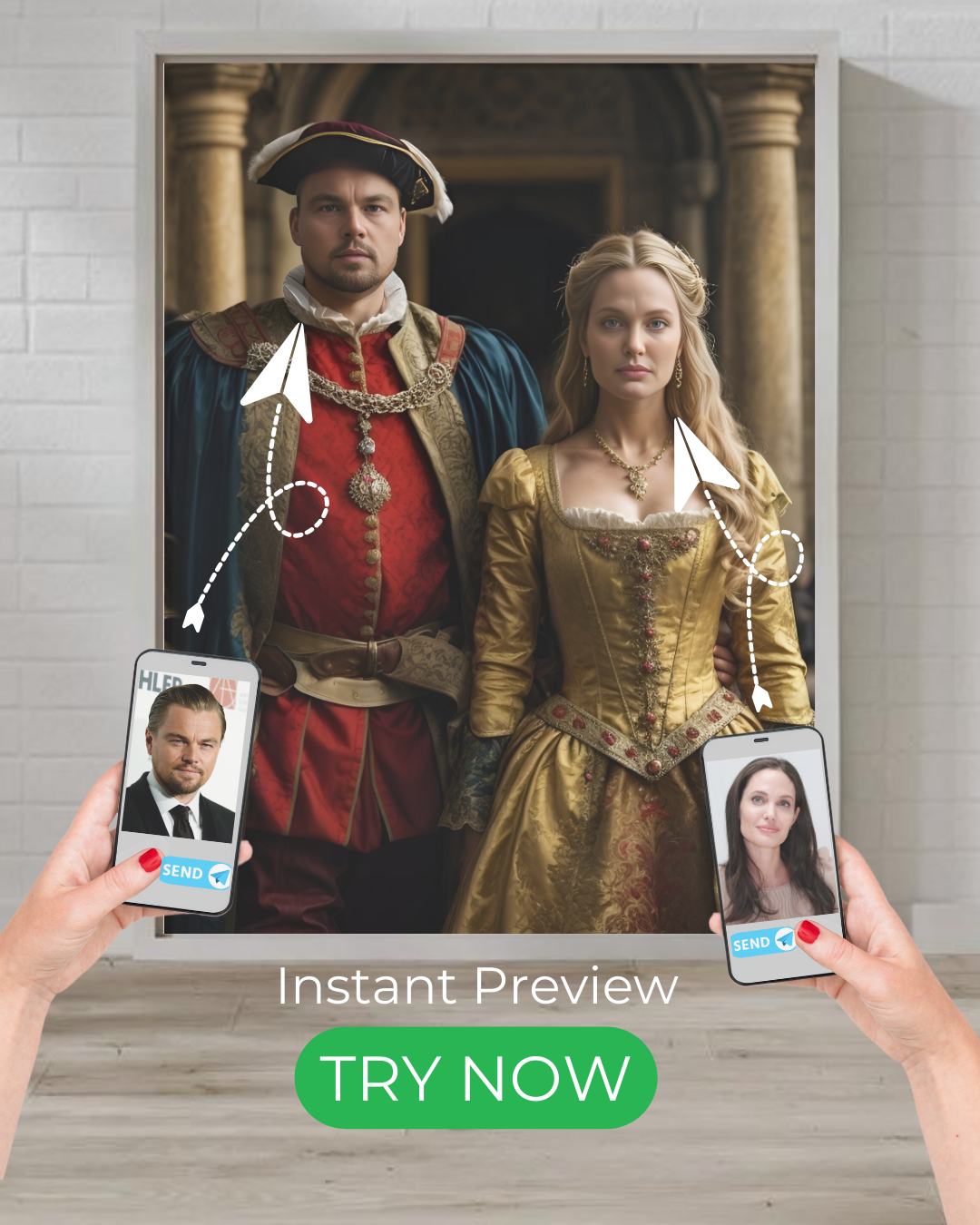 Custom portrait featuring a royal noble in majestic attire. Transform your photo into a regal masterpiece with premium detailing and elegant design.