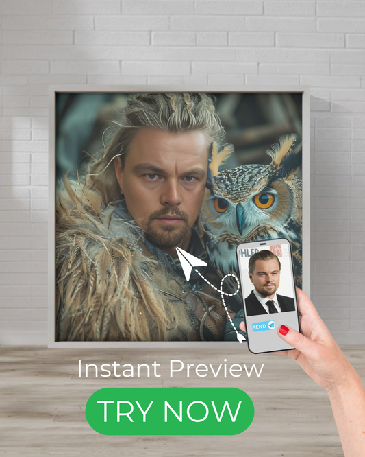 A custom Mystic Hunter portrait featuring a warrior with an owl, dressed in fur and leather, exuding a powerful and mysterious aura in a fantasy setting.
