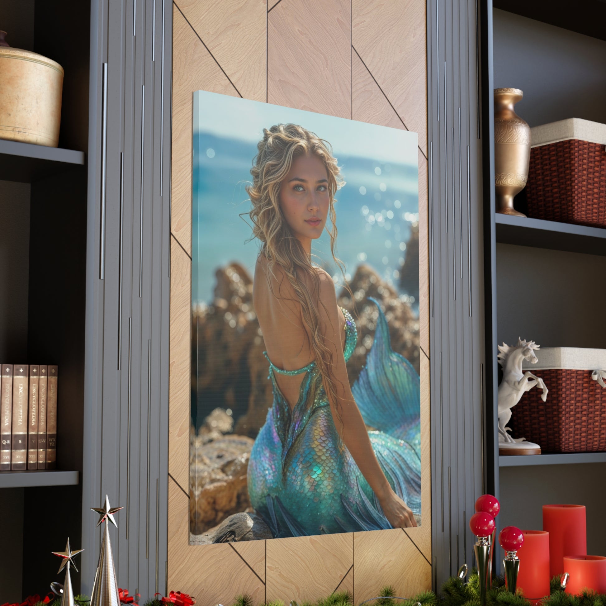 Custom mermaid portrait, personalized from a photo – fantasy art, digital download or canvas print, perfect birthday gift for women and ocean lovers.