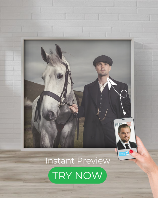 Custom Peaky Blinders portrait – personalized 1920s gangster artwork featuring vintage fashion and a bold, classic look.