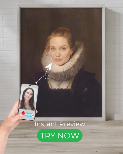 Custom Renaissance portrait – Transform your photo into a timeless classical masterpiece with instant preview & expert artist craftsmanship.