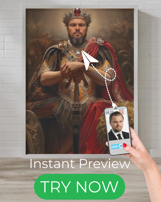 "custom portrait roman emperor armor red cloak regal masculine historic artwork"
