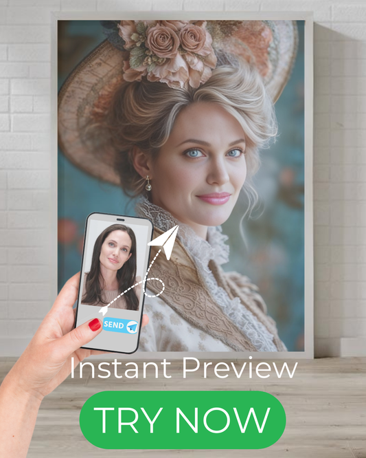 Custom royal portrait of a historical noblewoman, queen, or aristocratic lady in vintage attire – Personalized artwork from your photo.