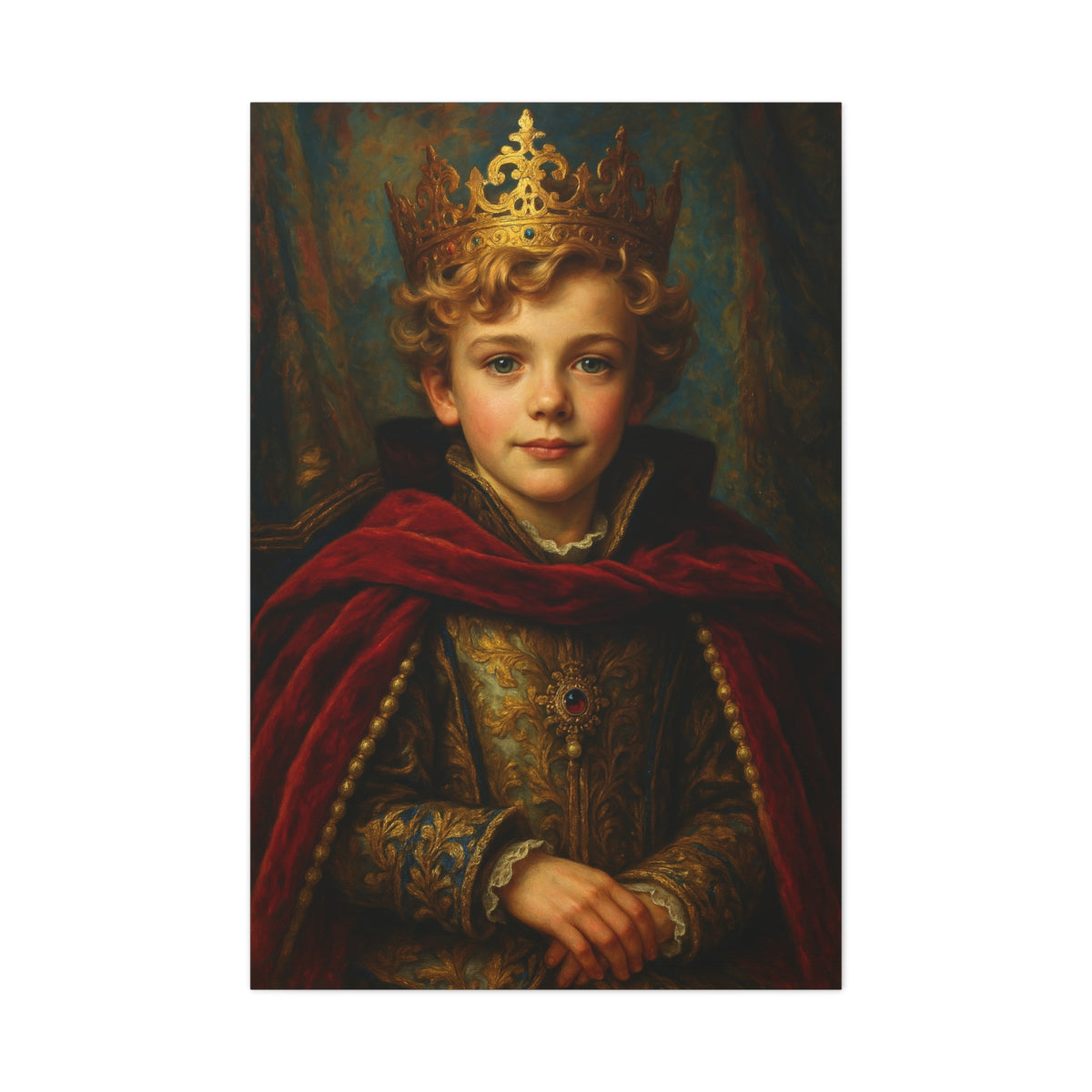 Transform your child's photo into a majestic royal portrait, perfect for a unique personalized gift. Capture the charm and elegance of a regal era, making it a standout piece in any room.