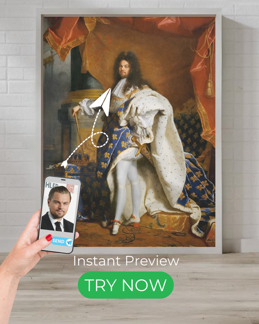 Custom royal majesty portrait from photo – Regal king artwork, unique personalized gift for him