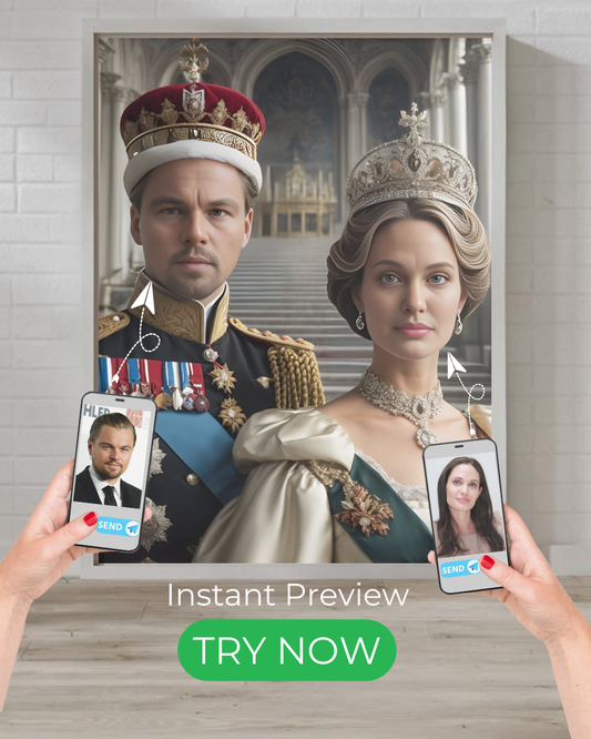 Custom royal portrait featuring elegant aristocratic themes, perfect for home decor, gifts, and personalized artwork.