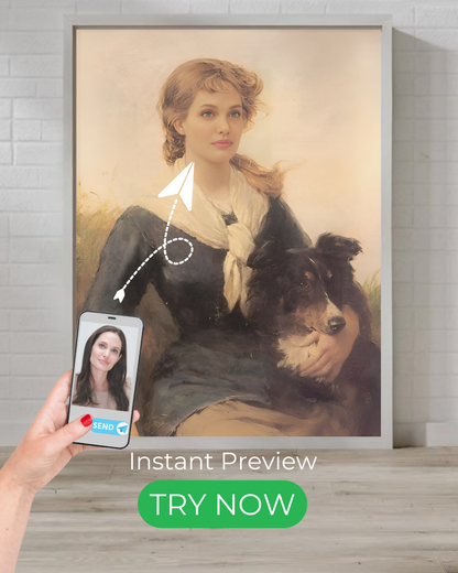 Rustic elegance custom portrait - vintage-inspired artwork. Turn your photo into a timeless pastoral painting with instant preview & professional revisions.
