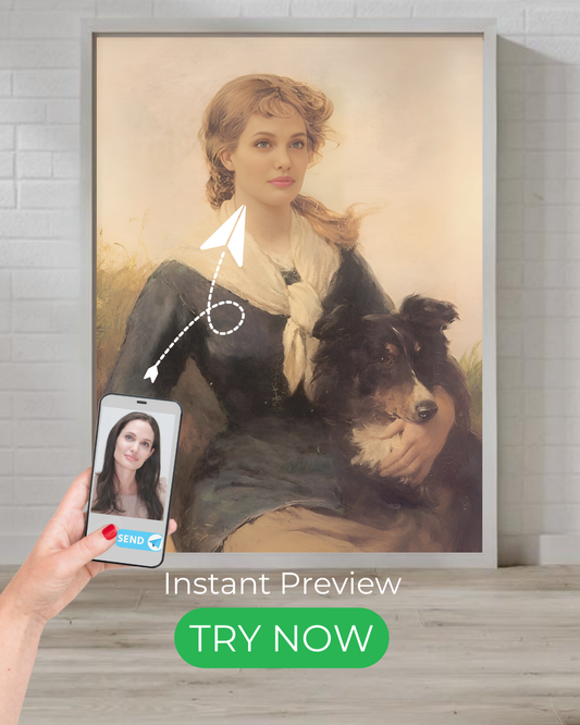 Rustic elegance custom portrait - vintage-inspired artwork. Turn your photo into a timeless pastoral painting with instant preview & professional revisions.