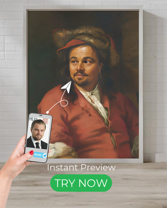 A Rustic Merchant custom portrait featuring a historical merchant in vintage attire, captured in a classic painted aesthetic. Personalized artwork from your photo.


