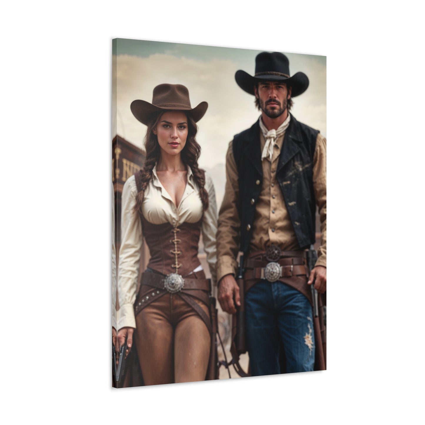 Western Outlaw Duo | Custom Portrait with Your Photos