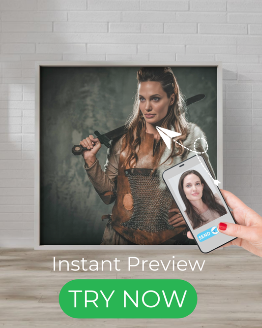 custom portrait of a Viking shield maiden with sword, portrait à partir d'une photo, cadeau pour femme forte, portrait de guerrière personnalisé

