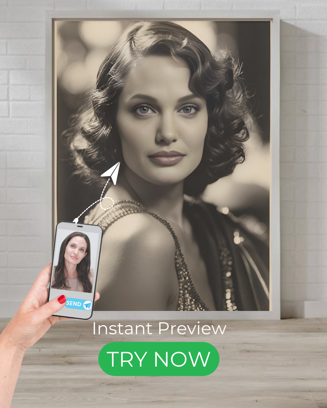 Custom vintage portrait – Old Hollywood-inspired artwork based on your photo, classic and timeless.