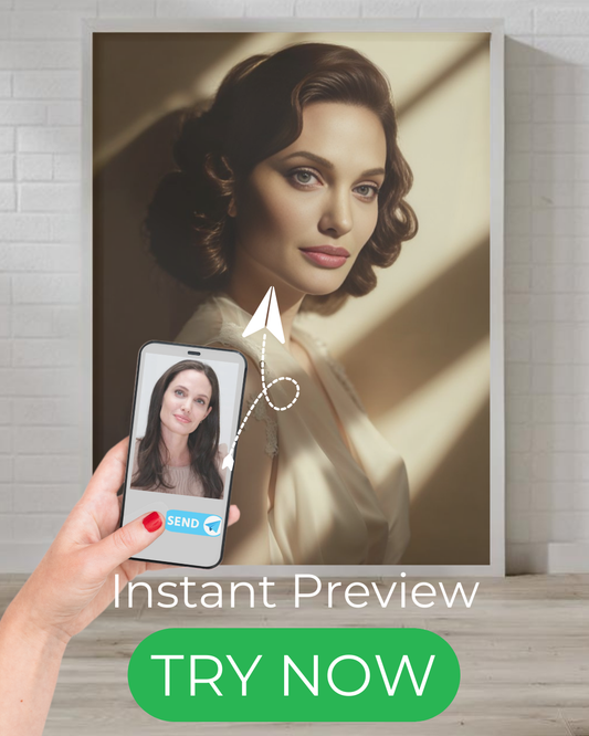 "custom portrait in 1950s vintage Hollywood style, glamorous retro woman artwork"
