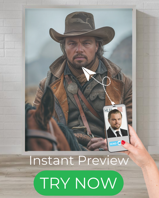 custom portrait of a cowboy on horseback in western gear, portrait à partir d'une photo, cadeau pour petit ami, western personalized gift
