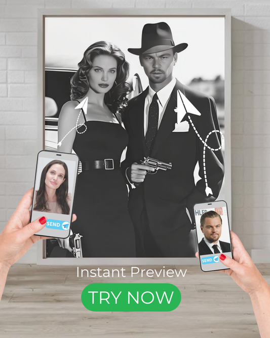 Partners in Crime | Custom Vintage Noir Couple Portrait