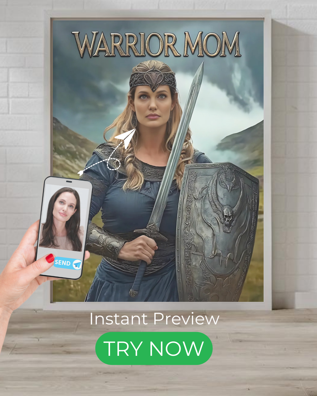 Warrior Mom Portrait | Personalized Gift with Your Photos