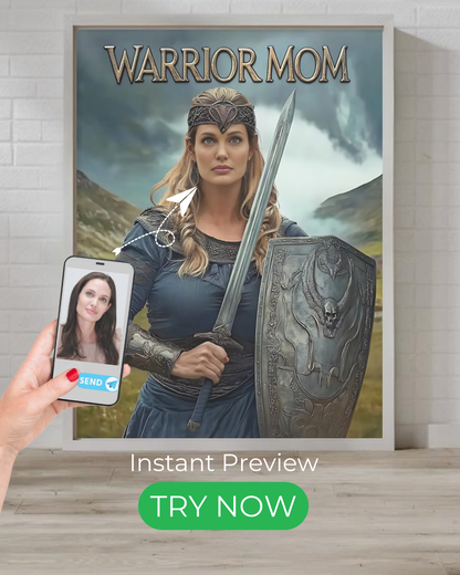 Warrior Mom Portrait | Personalized Gift with Your Photos